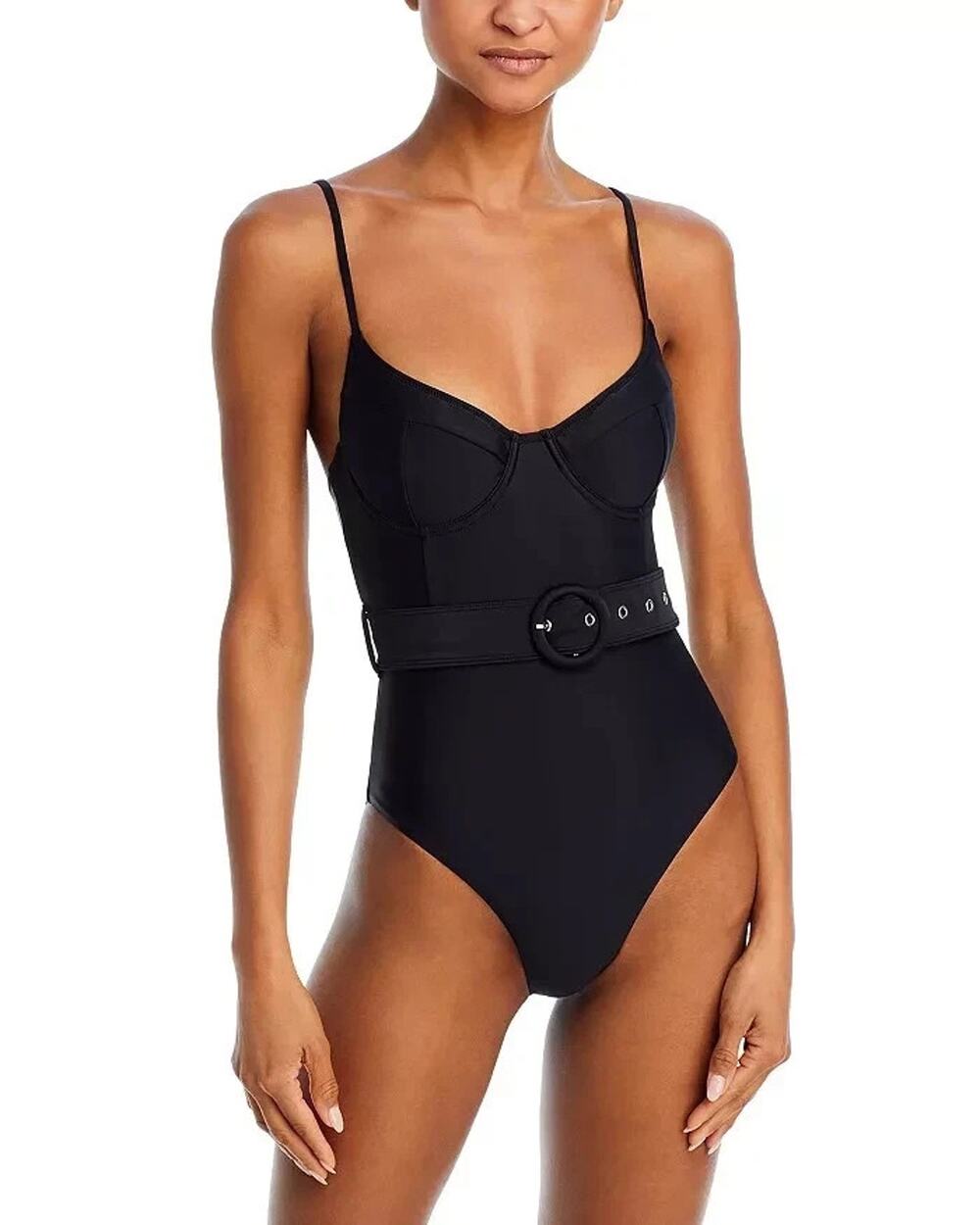 SIMKHAI Bustier One Piece Swimsuit Black Size M 0129 (MISSING BELT)